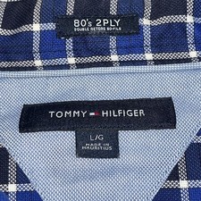 Vintage Tommy Hilfiger 80 s 2 Ply Shirt Size Large Blue Check Double Retors LS