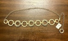 NWT Chico's Womens Gold Adjustable Boho Arsty Emilia Chain Belt Size M/L