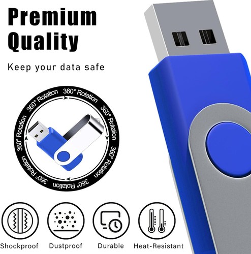 2Pack 2GB USB2.0 Memory Stick Metal Flash Drive High Speed Swivel 2 Lanyards - 第 4/7 張圖片