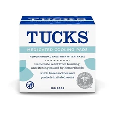 TUCKS Medicated Cooling Pads, 100 Count – Pads with Witch Hazel, Cleanses Sen...
