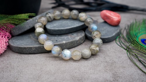 Labradorite Crystal Round Beaded Bracelet Spiritual Healing Jewelry Energy Charm - Picture 3 of 9