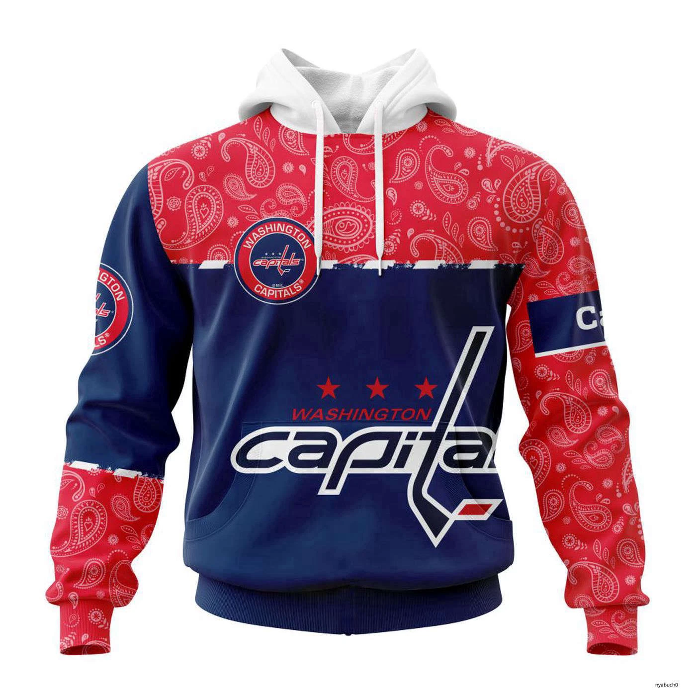 Personalized Washington Capitals Hoodie Pullover Hockey Team Paisley Pattern