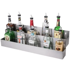 32" Stainless Steel Double Tier Commercial Bar Speed Rail Liquor Display Rack