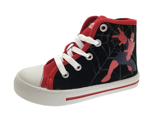 Marvel Spiderman Hi Tops Canvas Pumps Trainers Ankle Boots Boys Shoes Kids Size