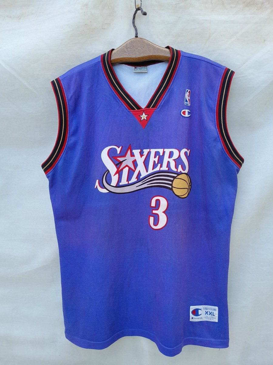 【NBA】76ers SIXERS ユニフォーム アイバーソン XL 即日発送 希少 刺繍ユニフォーム】NBA 76ers #3 アイバーソンXL