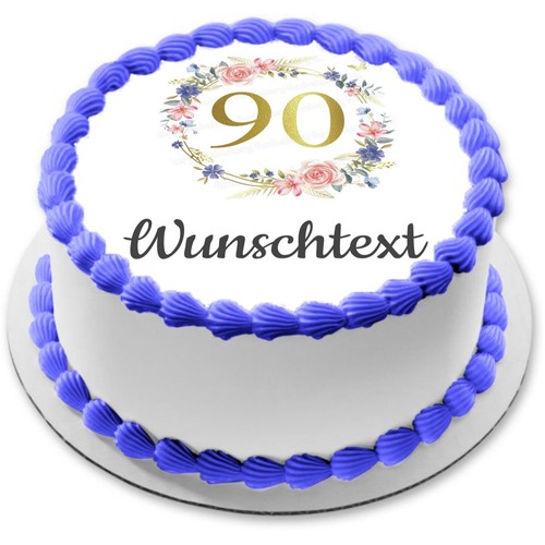 90.Geburtstag Tortenaufleger Party Deko personalisiert Geschenk Name Blume eßbar - Bild 2 von 13