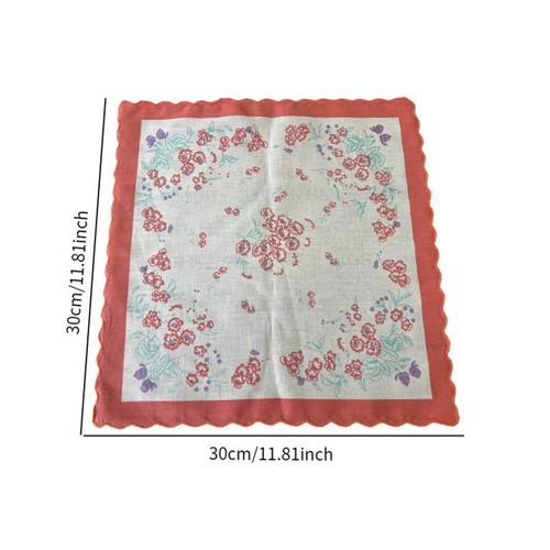 7Pcs Cotton Handkerchief Assorted Color Flower Pattern Womens Handkerchiefs Wipe - Picture 6 of 6