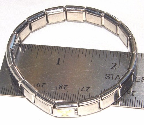 Italian Starter Bracelet Golden Chalice AA NA Enamel Stainless Steel 18 Links - Picture 4 of 5