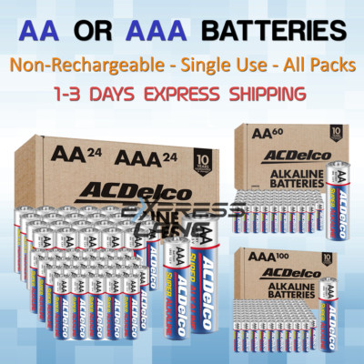 ACDelco AA or AAA Batteries 20/48/60/100 Pack Super Alkaline Battery lot 1.5V  