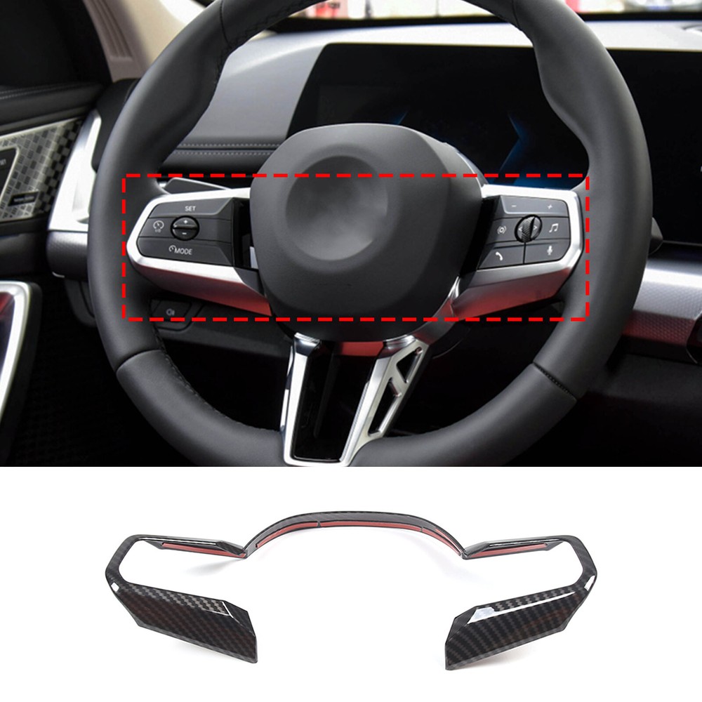 ABS Carbon Car Steering Wheel Trim Accessories Frame Cover For BMW X1 2023-2024