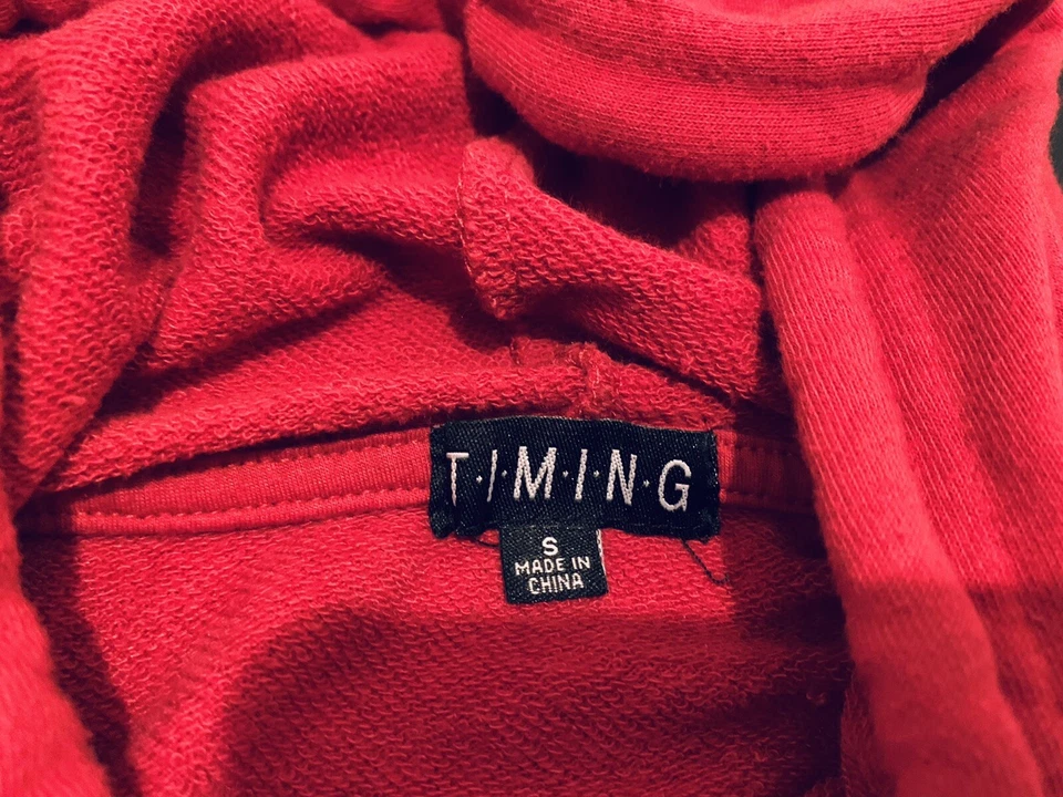 Womens Juniors Red Peach Lily Hoodie Pullover Sweatshirt By Timing, Size Small - Image 4 of 4