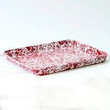 Crow Canyon Enamelware Marbled Rectangular Tray or Jelly Roll Pan, 6 Colors
