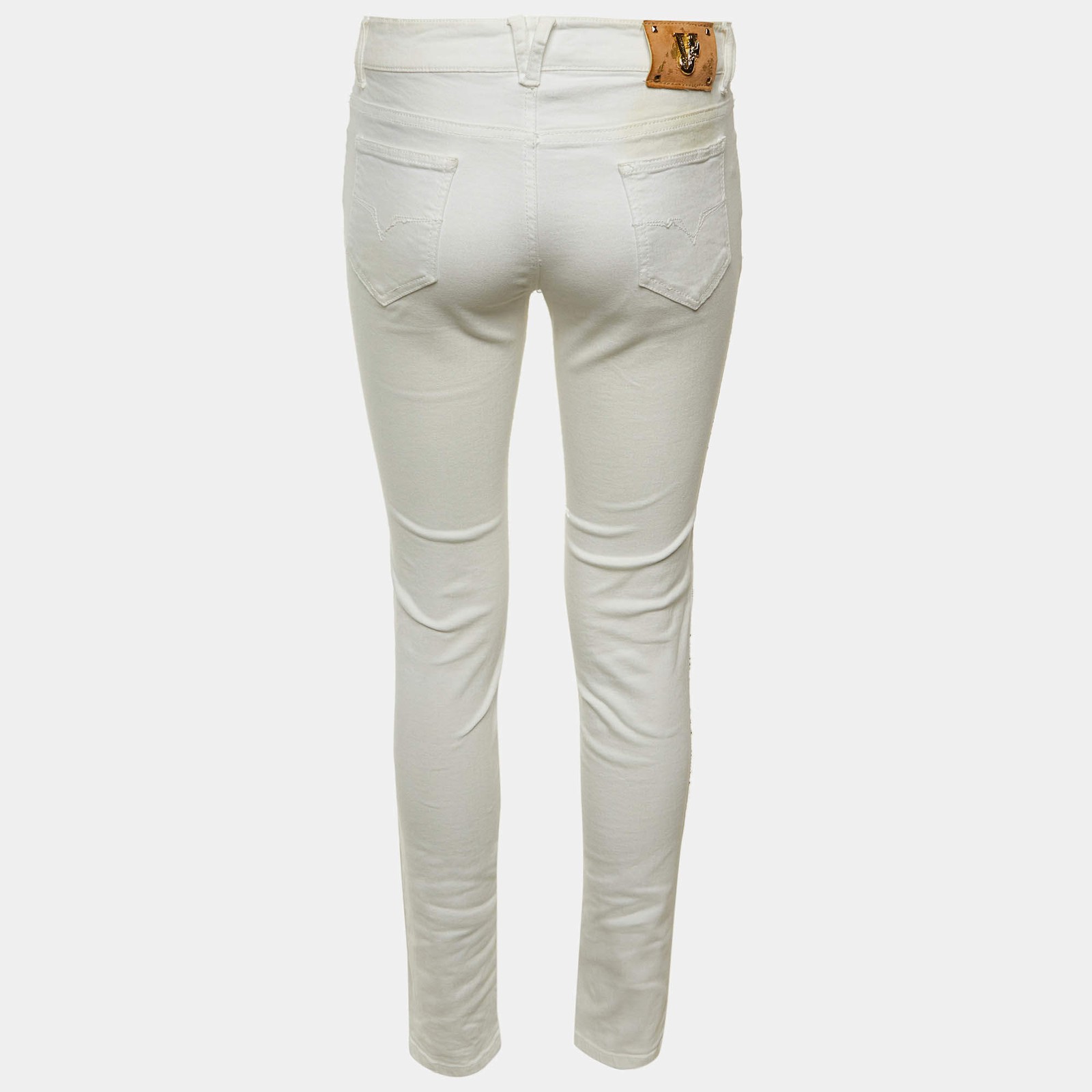 Versace Jeans White Denim Studded Jeans M thumbnail 4