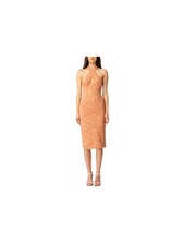 BARDOT Womens Sheath Dress Orange Sleeveless Corset Boning Lined 12