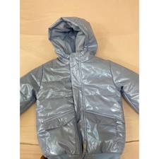 Cat  Jack Kids Metallic Blue Puffer Jacket Hooded Fleece Lined Coat XS 4/5