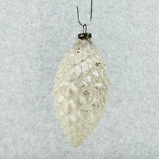 Vintage Pinecone Ornament Mercury Glass Silver White Christmas 3.5" Tall