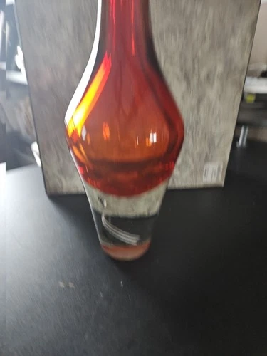 Murano, Italy Vintage Red, Clear, Black & Amber Sommerso Blown Glass Vase