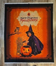 JoAnn Halloween Cotton Fabric Panel Have A Bewitching Halloween Vintage Witch