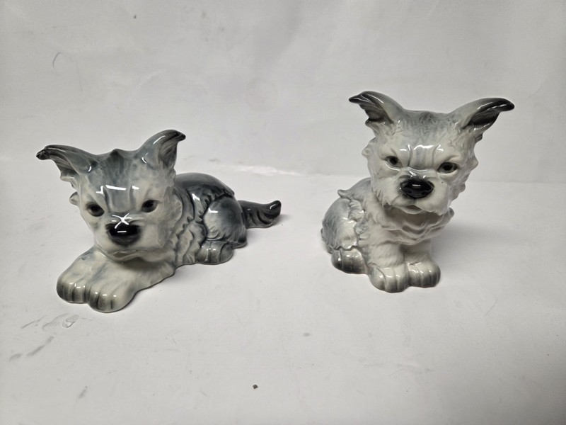 Set of 2 Goebel Dogs Puppies Schnauzer Terrier Figurine W. Germany 3.25"