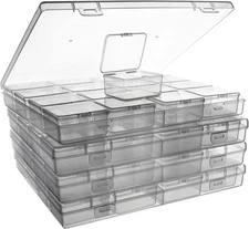 Bead Storage Containers - 64 Clear Plastic Bead Organizer Boxes with Hinged Lid,