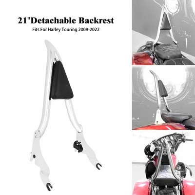Chrome Passenger Backrest Sissy Bar For Harley 09-25 Touring Road Street Glide