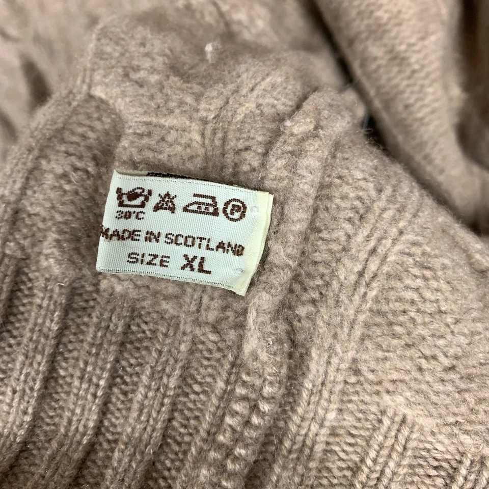 Cárdigan suéter de cachemir Turnbull & Asser para hombre XL tostado tejido con cable cremallera completa puro Foto 3 de 4