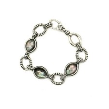 Lagos Sterling Silver  Black Mother Of Pearl Double Venus Link Bracelet