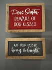 Set Of 2 PBK MINI Box Sign Santa Dog Kisses Furry Bright Holiday Tier Tray Pet