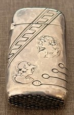 Rare  sterling Shiebler match safe Roman coins vesta case circa 1890