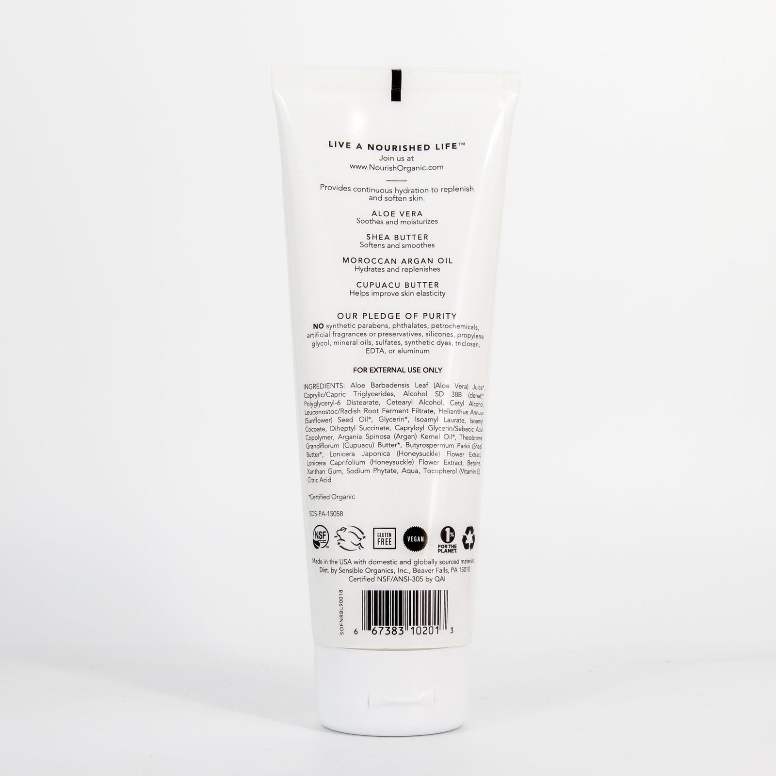 Nourish Organic Hydrating Body Lotion Skincare with Pure Fragrance Free 8 Fl Oz