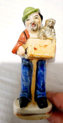 1950s Occupied Japan Organ Grinder with Monkey Figurine. 4.5'' Tall