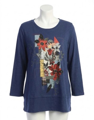 Jess & Jane Patches Cotton Layered Top Size M