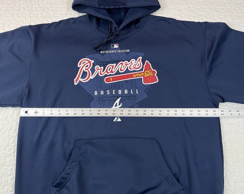 Atlanta Braves Hoodie Men's XL Blue Majestic ThermaBase Insulated Sweatshirt MLB - Picture 9 of 14