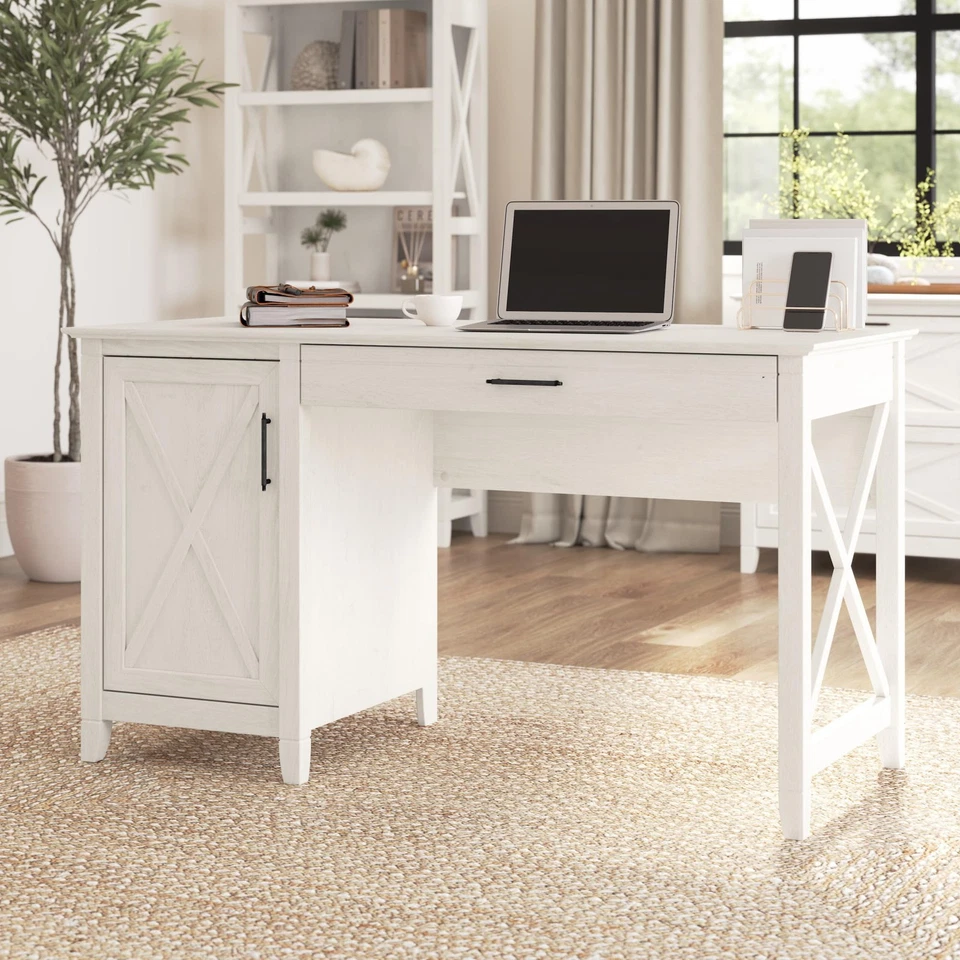 Key West Computer Desk with Storage, Farmhouse PC Table for Home Office in Li... - Image 2 of 4