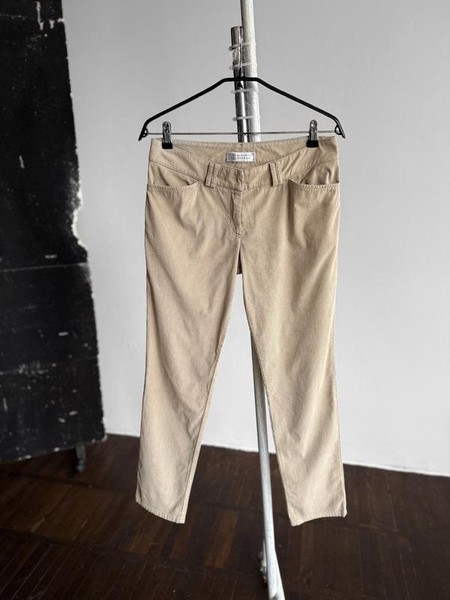 Women Brunello Cucinelli Trousers Beige Corduroy