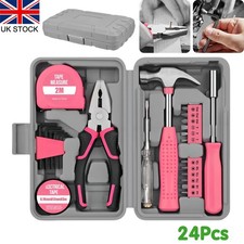 24x Pink Tool Kit for Women Mini DIY Ladies Toolbox Set Home Repair Maintenance