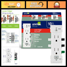 15 Amp Tamper-Resistant Duplex Wall Outlet, 10-Pack, White, Easy Install, Safe 