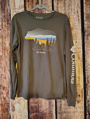COLUMBIA Mens Gray Bear Mountains Long Sleeve Shirt Size Medium EUC (A63)