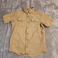 DeWalt Mens Work Shirt Medium Khaki Short Sleeve Button Up Utility Workwear