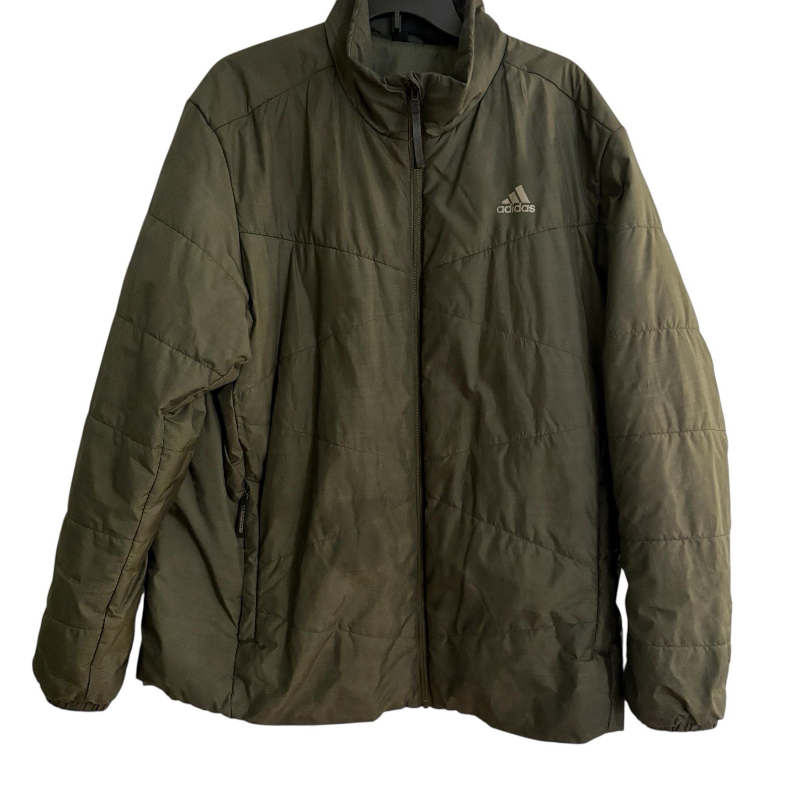 Men's Xl Green Lightweight Padded Insulated Full Zip Casual 