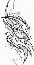 Tribal Eye Tattoo Flash Sheet Black and White Line Art Design