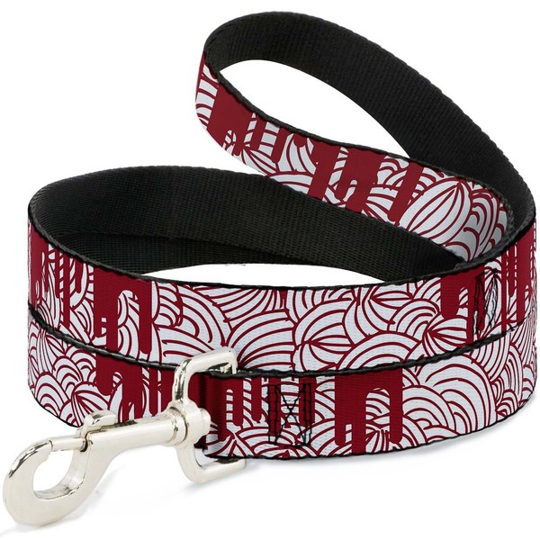 Dog Leash 6-FEET Doodle1/Paint Drips White/Red (Us Import)-image