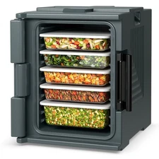 End Loading Insulated Food Pan Carrier Hot and Cold 6 Pan Capacity w/ Handles