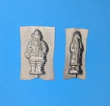 2 Vintage Metal Chocolate Candy Lollipop Molds, Santa and St. Nick 3" tall