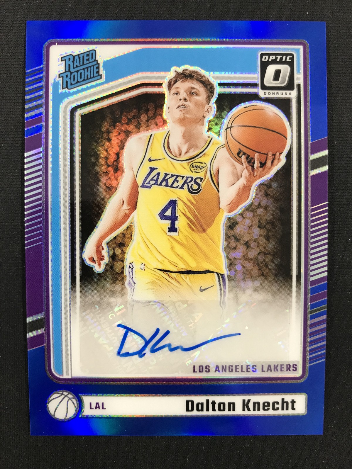 2024-25 Donruss Optic #307 Dalton Knecht LA Lakers Rated Rookie Blue AUTO /49