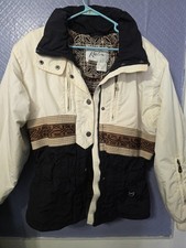 Kaelin Vintage Black and Cream Embroidered Ski Jacket Style KS22096