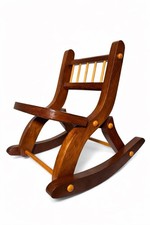 Sedia a dondolo vintage pieghevole per bambola in legno marrone pieghevole decorazione asilo nido