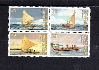 Micronesia #176a 1993 Pacific Canoas como nuevo en muy buen estado casi nuevo bloque 4