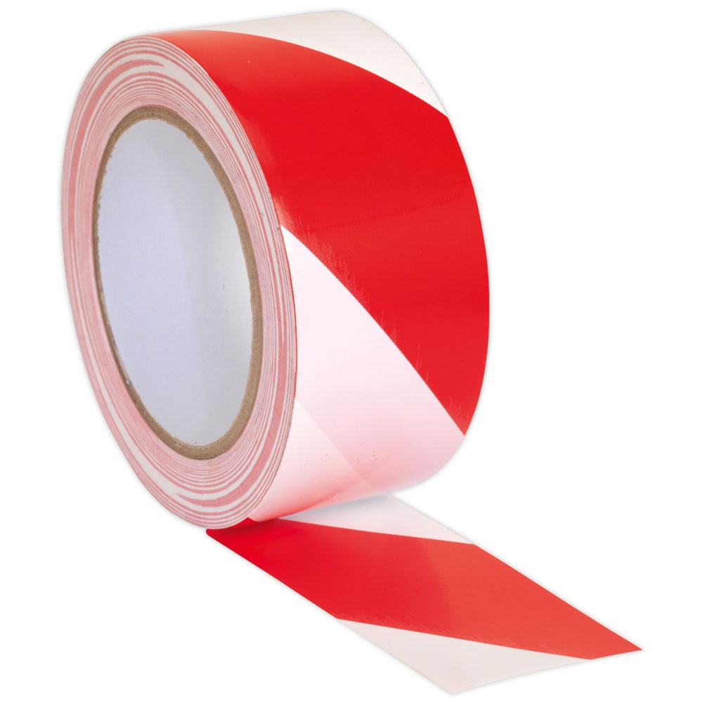 Sealey Hazard Warning Tape 50mm x 33mtr Red/White