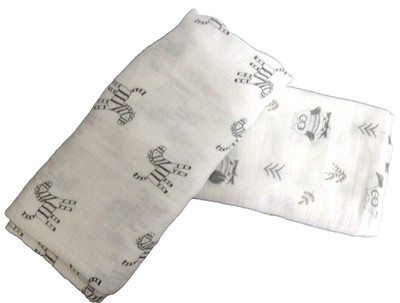 2 PC Baby Muslin Swaddle Blankets 70% Bamboo 30% Cotton Receiving Blanket 47x44 